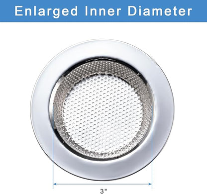 Honmein 3 Pcs Sink Strainer for Most Kitchen Sink Drain Basket, Upgraded Double-Layer Safe Design Kitchen Sink Strainer (Outer Diameter 4.5 Inch)