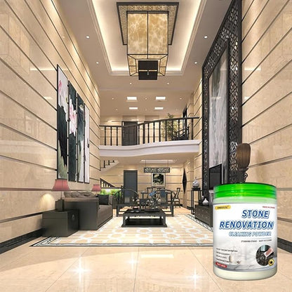 200g Stone Cleaner Granite Cleaner Marble Polish Travertine Countertop Cleaning Polishing Powder Marble Stain Remover Powder Tile Floor Care Waterless Polishing (Comes with Sponge Wiper & Glove)