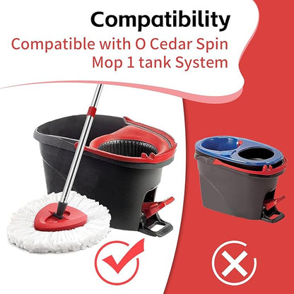 Spin Mop Head, Base, Handle Replacement for O-Ceda EasyWring Microfiber Spin Mops, 2 Microfiber Mop Refills, 1 Triangle Head Cover and 30-58in Handle Set Combo (White(1 Tank System))