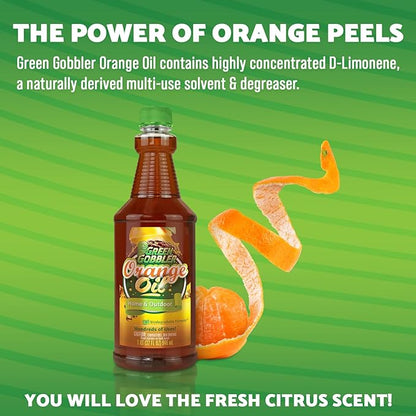 Green Gobbler Cold Pressed Concentrated Orange Oil for Home and Outdoor Multi-Purpose Cleaning- Hundreds of Uses - 32 oz (2 PACK)