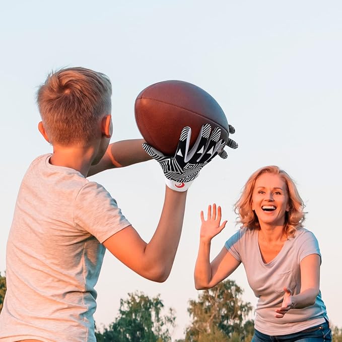 Youth Football Gloves Kids Silicone Grip Receiver Gloves with Super Stick Ability for Best Game Experience