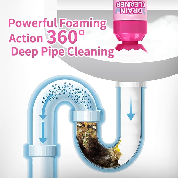 Foaming Sink Drain Cleaner: Drain Clog Remover for Kitchen Bathroom Tubs and Showers (2 pack)
