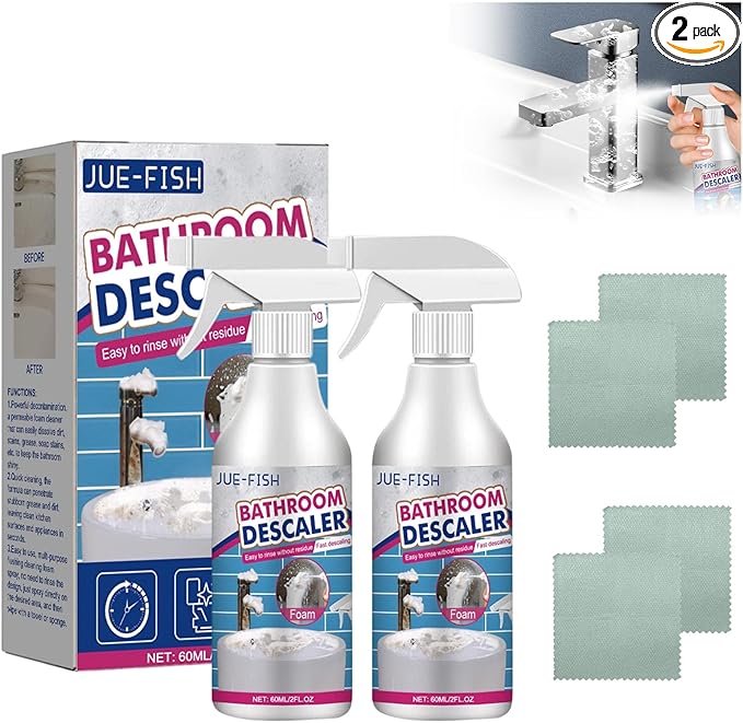 2Pcs Stubborn Stains Cleaner,Limescale Cleaner,Bathroom Foam Cleaner Spray,Bathroom Descaler Cleaner,All-Purpose Bathrooms Descaler Foam Spray