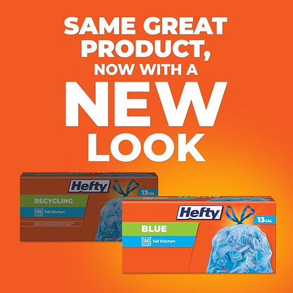 Hefty Blue Trash Bags,Blue,13 Gallon,60 Count (Pack of 6)