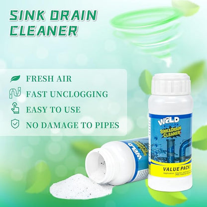 Drain Cleaner Powder, Wild Tornado Sink and Drain Cleaner Powerful Pipeline Dredging Agent, Kitchen Unblocker, Powder for Kitchen Toilet（3Pcs）