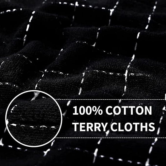 Homaxy 100% Cotton Terry Kitchen Towels(Multiple Color, 13 x 28 inches), Checkered Designed, Soft and Super Absorbent Dish Towels, 4 Pack
