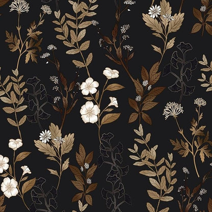 Fvlow Black Wallpaper Peel and Stick Gold Leaf Contact Paper Black Gold Wallpaper 17.4" x 394" Waterproof Self-Adhesive Wall Covering for Bedroom Countertop Desk Cabinets Decor