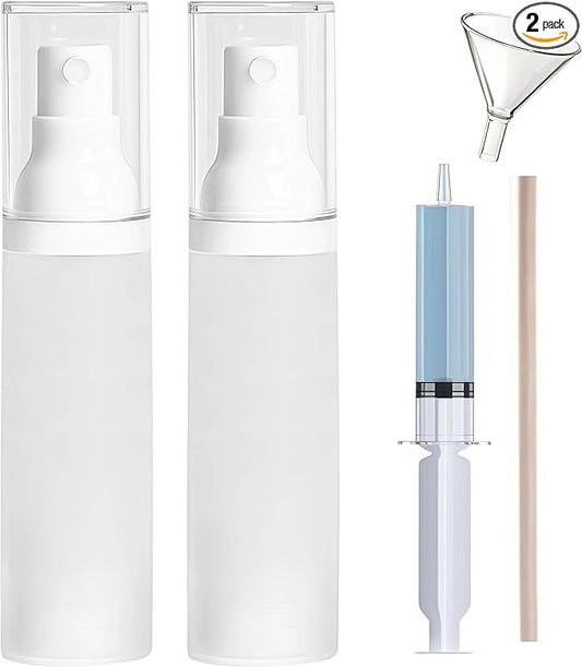 1.7oz/50ml-Small Spray Bottle 360° Angle Work, Portable Refillable Leak Proof Travel Mini Spray Bottle.For Perfume Toner Hair spray Facial Moisturizing 【1.7oz/50ml-(Pack of 2) & Spary Bottle】