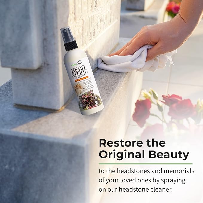KleanLogik Headstone Cleaner For Graves & Memorials, Tombstone Cleaner Solution Removes Dirt & Plant Growth To Restore Natural Luster To Granite, Marble, Slate, Concrete, Limestone & Stone, 3-Pack