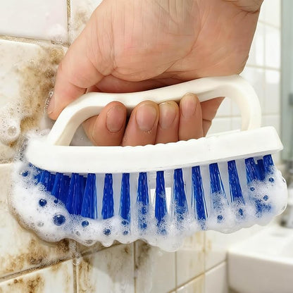 Scrubbing Brush, Scrub Brush with Stiff Bristles Thickened Handle White Utility Cleaning Hand Brush for Cleaning Bathroom Shower Toilet Bathtub Tile Floor Carpet