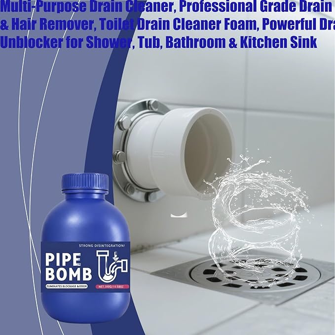 Multi-Purpose Drain Cleaner, Professional Grade Drain Opener & Hair Remover, Toilet Drains Cleaner Foam, Powerful Drains Unblocker for Shower, Tub, Bathroom & Kitchen Sink (2pcs)
