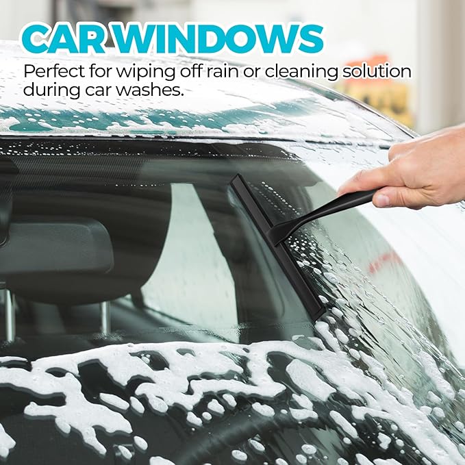 11.5-Inch All-Purpose Shower Squeegee for Shower Doors, Tile Shower Walls, Bathroom, Window, Glass and Car Windshield, Mirrors and Kitchen-Stainless Steel, Black