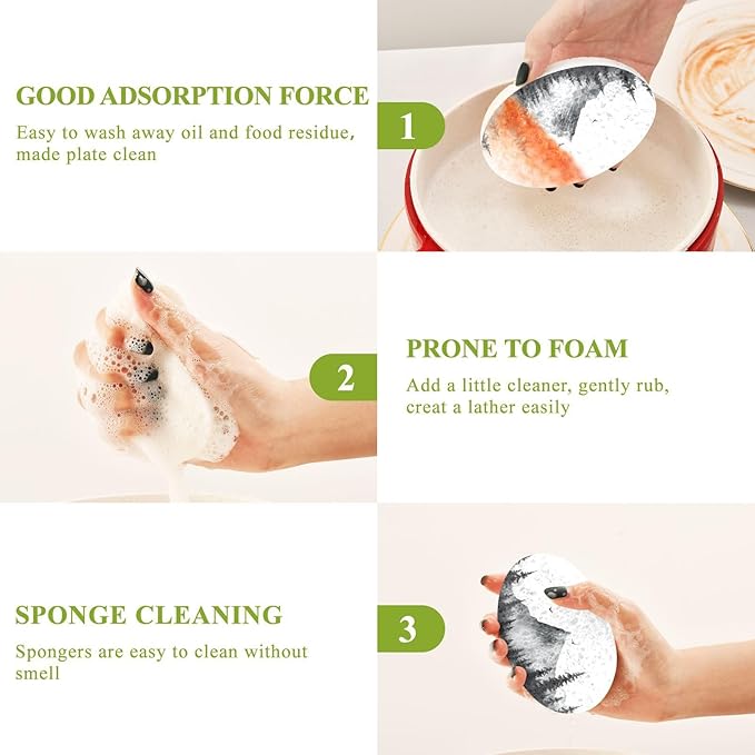 Mountain Kitchen Scrub Sponges, Pop-up Kitchen Cleaning Sponges Reusable Dish Washing Sponges for Bathroom Household Cleaning 3 Pack - Non Scratch Scrubber