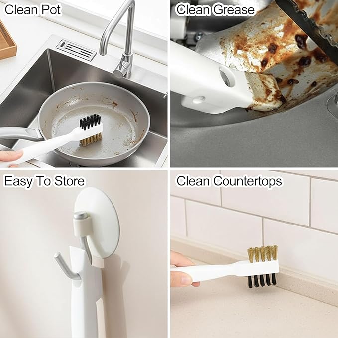 Kitchen Cleaning Scrub Brush, 4-in-1 Stove Cleaner for Gas Top with Cooktop Scraper, Gas Stove Top Cleaner, Household Cleaning Tools, Scrubber for Range Hood Grease Grime