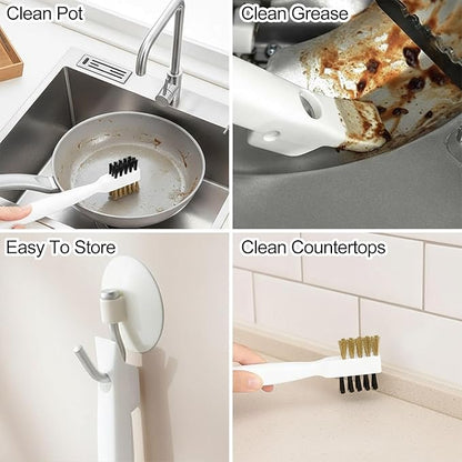 2-Pack Gas Stove Top Cleaner - Gas Stove Kitchen Cleaning Scrub Brush with Cooktop Scraper, Household Cleaning Tools & Scrubber for Range Hood Grease Grime