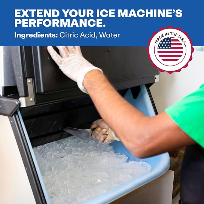 Sylvan Ice Machine Cleaner and Descaler | 32 oz (8 uses) | Free Cloth | Made in USA | Nickel Safe Ice Maker Cleaner and Descaler | Universal Compatibility for Commercial & Residential Ice Makers