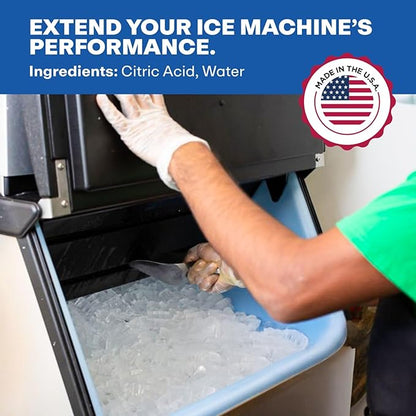 Sylvan Ice Machine Cleaner and Descaler | 32 oz (8 uses) | Free Cloth | Made in USA | Nickel Safe Ice Maker Cleaner and Descaler | Universal Compatibility for Commercial & Residential Ice Makers