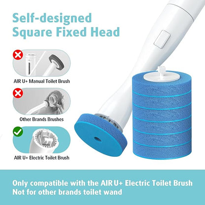 20 Count Electric Toilet Refill Pads, Disposable Toilet Brush Heads Refills for Bathroom Cleaning, Only Compatible with AIR U+ Electric Brush