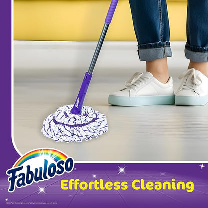 Fabuloso Twist Mop, Self Wringing Floor Mop with Non Scratch Scrubber and Removable Washable Head for Hardwood, Tile, Vinyl and Laminate Floors Cleaning System, 53 Inch Tall