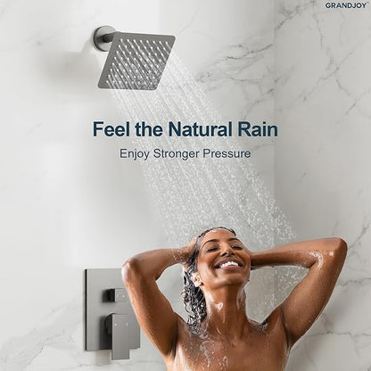 2-Spray Pattern 6 in.Square Shower head with Single Handle Shower Handheld Faucet 2.5 GPM in Brushed Nickel