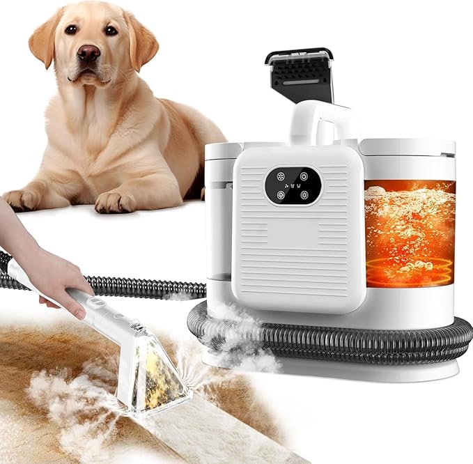 Portable Carpet & Upholstery Steam Spot Cleaner Machine with Heating System 15Kpa Power Suction Deep Spot Cleaning for Pet Stains, Couch, Stairs, Car & Furniture White
