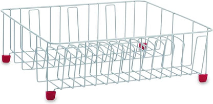 Farberware Classic Large Rust Resistant Full Dishrack with Removable 3 Compartment Flatware Caddy, Andlged Drain Board, 3-Piece, Red