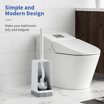 Marbarsse Bathroom Toilet Bowl Brush and Holder, Curved Design Dismount Toilet Brush for Deep Cleaning Under Rim, Best Toilet Brush Set, Compact Toilet BowlCleaner Brush for Bathroom, 2 Pack