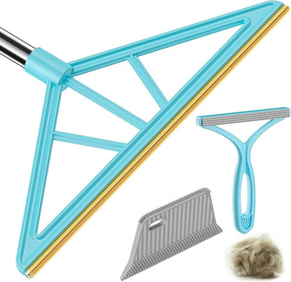 Carpet Rake for Pet Hair Removal,Reusable Pet Hair Remover, 55”Adjustable Long Handle Carpet Rake Pet Hair Remover,Dog Hair Rake,Cat Fur Brush,Lint Remover Scraper for Carpets,Rugs,Mats,Couch