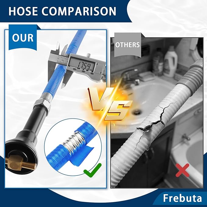 Rv Tank Rinser,61.5" RV Holding Tank Swivel Stik Rinser 304 Stainless Steel Hose with Flexible Rotary Cleaning Sprayer For Camper Toilet RV Black Water Tank Cleaner Wand and Garden (61in)