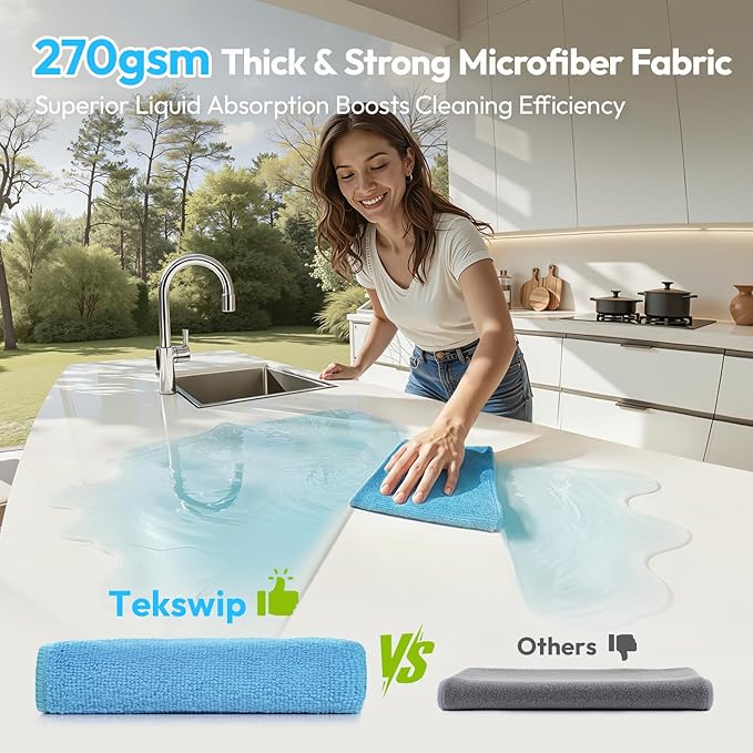 Microfiber Cleaning Cloth 24 Pack, 12x12 Inch Reusable Kitchen Dish Towels,Super Absorbent Soft Cleaning Rags for House, Window, Glass, Bathroom and Countertop (Assorted Colors)