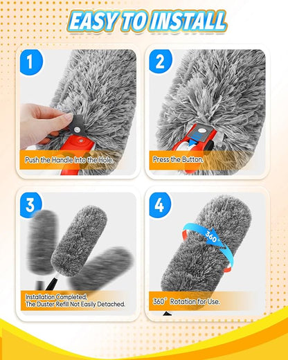 KEEPOW Upgraded Reusable Duster Refills Compatible with OXO Duster, Microfiber Dusters Refill for Cleaning, Compatible with OXO Good Grips Microfiber Extendable Duster, 2 Pack(Handle Not Included)