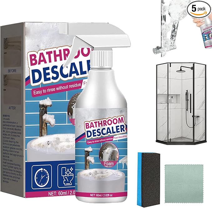 Stubborn Stains Cleaner Bathroom Descaler Cleaner,Acssart Bathroom Descaler,Bathroom Descaler Spray,Powerful Descaling Cleaning Agent,Bubble Cleaner Foam,All Purpose Rinse Cleaning Foam (1PCS)