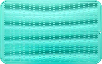 MicoYang Silicone Dish Drying Mat for Multiple Usage,Easy clean,Eco-friendly,Heat-resistant Silicone Mat for Kitchen Counter or Sink,Refrigerator or Drawer Liner Mint 3XL 28 inches x 18 inches