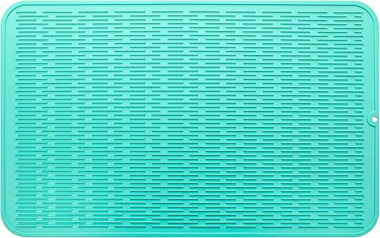 MicoYang Silicone Dish Drying Mat for Multiple Usage,Easy clean,Eco-friendly,Heat-resistant Silicone Mat for Kitchen Counter or Sink,Refrigerator or Drawer Liner Mint 3XL 28 inches x 18 inches