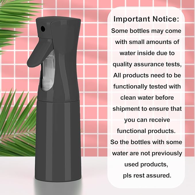 (Black Hair Mister Spray Bottle，Spray Water Bottle Fine Mist Refillable Plants（6.8OZ /200ML） Barber，Showering Pets, Plants, travel, Ironing and Cleaning ﻿ ﻿ ﻿(Continuous Spray)