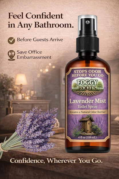 Lavender Pre-Poop Toilet Spray – Stops Odor Before It Starts, Bathroom Odor Eliminator for Toilet, 4 oz (200+ Uses) Travel, Home & Work