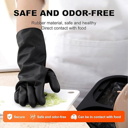 North Tower Heavy Duty Black Rubber Gloves for Cleaning - Non-Slip Grip Palm, Thick Household Gloves for Women, Kitchen Dishwashing, Car Washing, Mechanical Maintenance(S-3 Pair)
