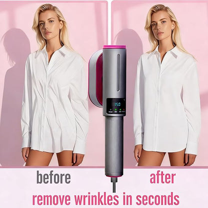 2 in 1 Travel Steamer Iron for Clothes,1200W Portable Handheld steamer for clothes, One-Button Switch, Fast Heat-Up, Quick Wrinkle Removal, Dry & Steam Ironing,110V(Silver&Purple)