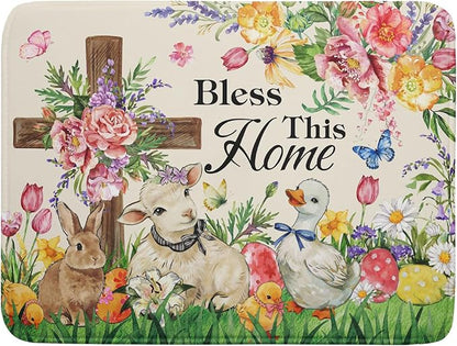 Easter Farmhouse Dish Drying Mat Funny Animal Microfiber Dish Pad for Kitchen Counter Large 18 X24 In