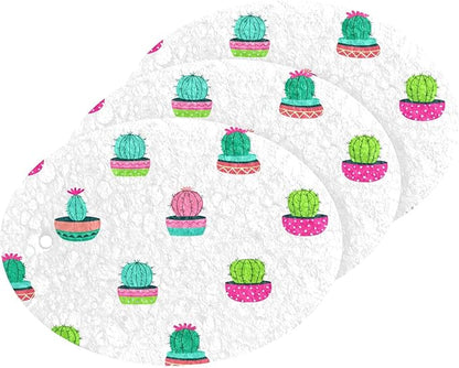 Cactus Kitchen Scrub Sponges, Pop-up Kitchen Cleaning Sponges Reusable Dish Washing Sponges for Bathroom Household Cleaning 3 Pack - Non Scratch Scrubber