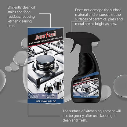 Gas Range Cleaner Degreaser,Effective Clean Up Kitchen Oil Stains,Grease & Grime Remover, Kitchen Cooktop Cleaning Spray, 4FL.OZ
