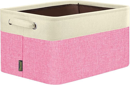 BALEINE 1 Pack Fabric Closet Storage Bins for Shelves, Linen Closet Organizers and Storage, Decorative Baskets for Organizing, Shelf, Clothes, Home, Office (Pink, 14''x10''x8.5')