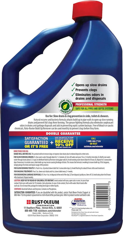 Roto-Rooter 351271 Build-Up Remover Drain Cleaner,64 oz,(Pack of 2)
