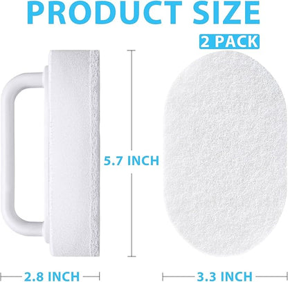 Handle Bath Tub Scrubber, Non Scratch Bathroom Scouring Pad, Bathtub Scrubber Soap Scum Remover for Shower Tile Grout Sink Pool Step & Corner, Heavy Duty Cleaning Sponge Scrub, 2 PCS
