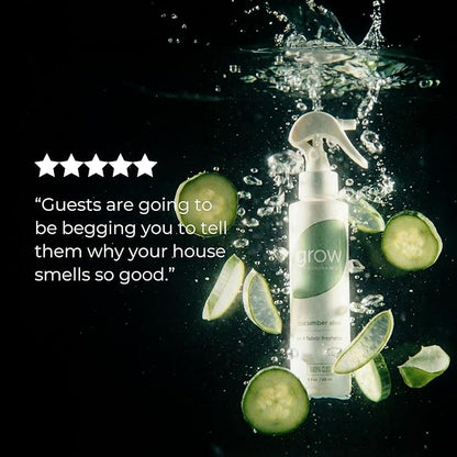 Grow Fragrance Certified Non Toxic, 100% Plant Based Fabric and Room Air Freshener Spray. Made with All Natural Essential Oils (Cucumber Aloe 2 Pack) 2 x 5oz