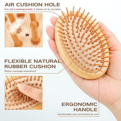 Bamboo Brush for Hair Growth(No Handle Design) Combetter, Natural Wood Brush, Mini Hair Scalp Massager Bamboo Bristles Detangling Hairbrush for Women, Men &Kids