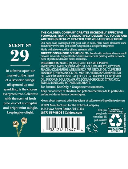 Caldrea Hand Wash Soap, Aloe Vera Gel, Olive Oil and Essential Oils to Cleanse and Condition, Juniper Laurel Mint Scent, 10.8 oz