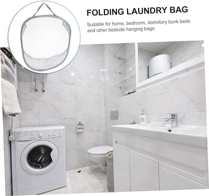 OUNONA Foldable Wall-Mounted Laundry Storage Bag Portable Hanging Clothes Basket Collapsible Mesh Organizer for Bathroom Gray 1-Pack