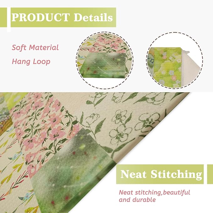 Floral Dish Drying Mat, Ultra Absorbent Microfiber Dish Drainer Mat Sage Green Plant Drying Mats for Kitchen Counter, Coffee Maker, 18 x 24 Inch