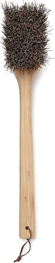 Outset Grill Cleaning Brush, Palmyra Bristle BBQ Brush with Wood Handle